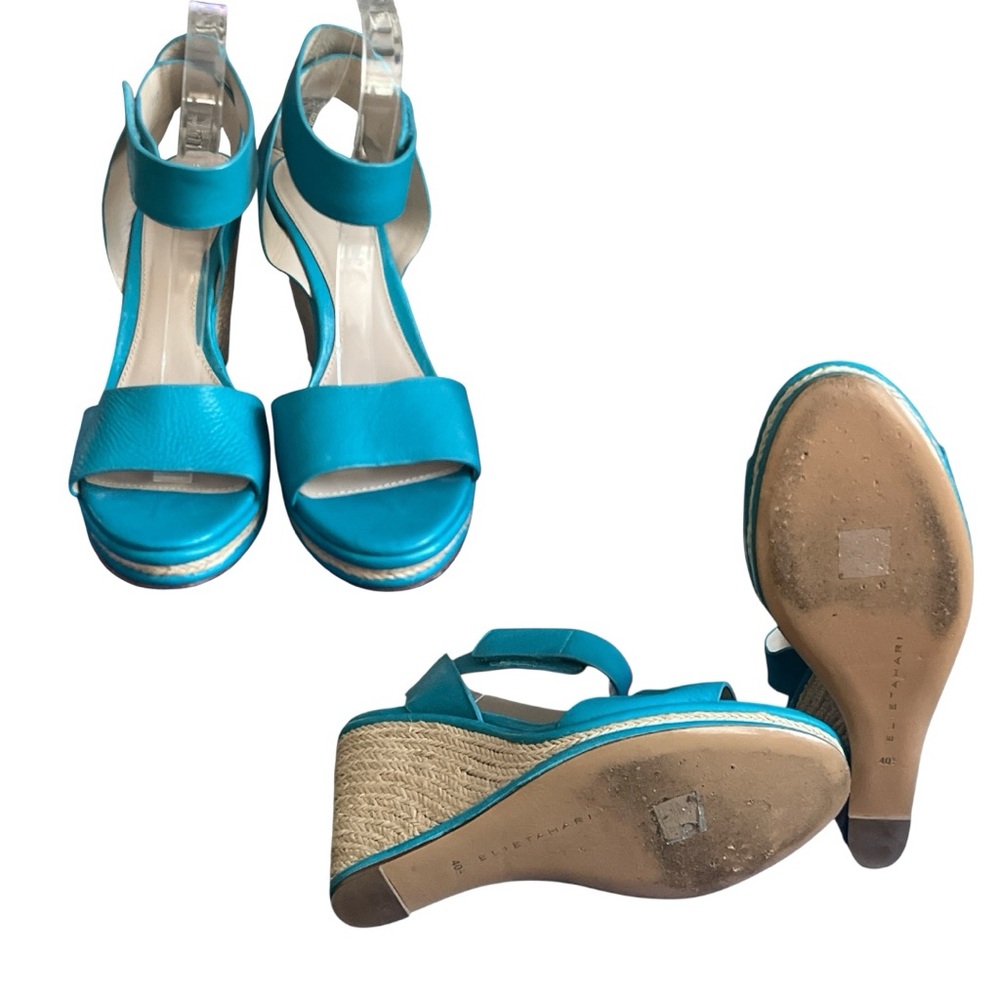 Elie Tahari Turquoise Ankle Strap Sandals - Picture 6 of 7
